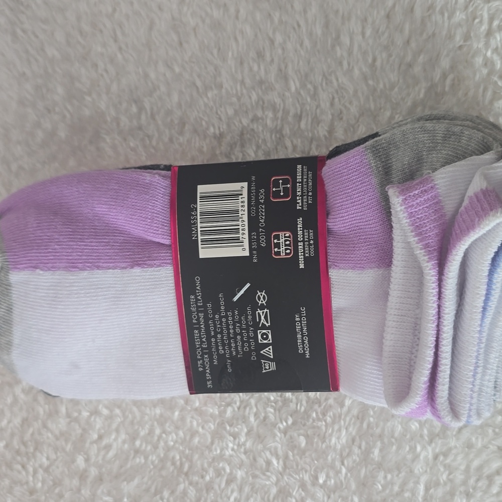 Nicole Miller Sport No Show Socks - Pink, White, Gray - Picture 4 of 7